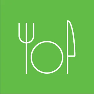 Fork, knife and plate graphic